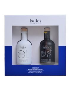 Coffret Assaisonnement Kalios " Huile d'Olive Cuvée 01 + Balsamique au Petimezi " - 2 x 25cl