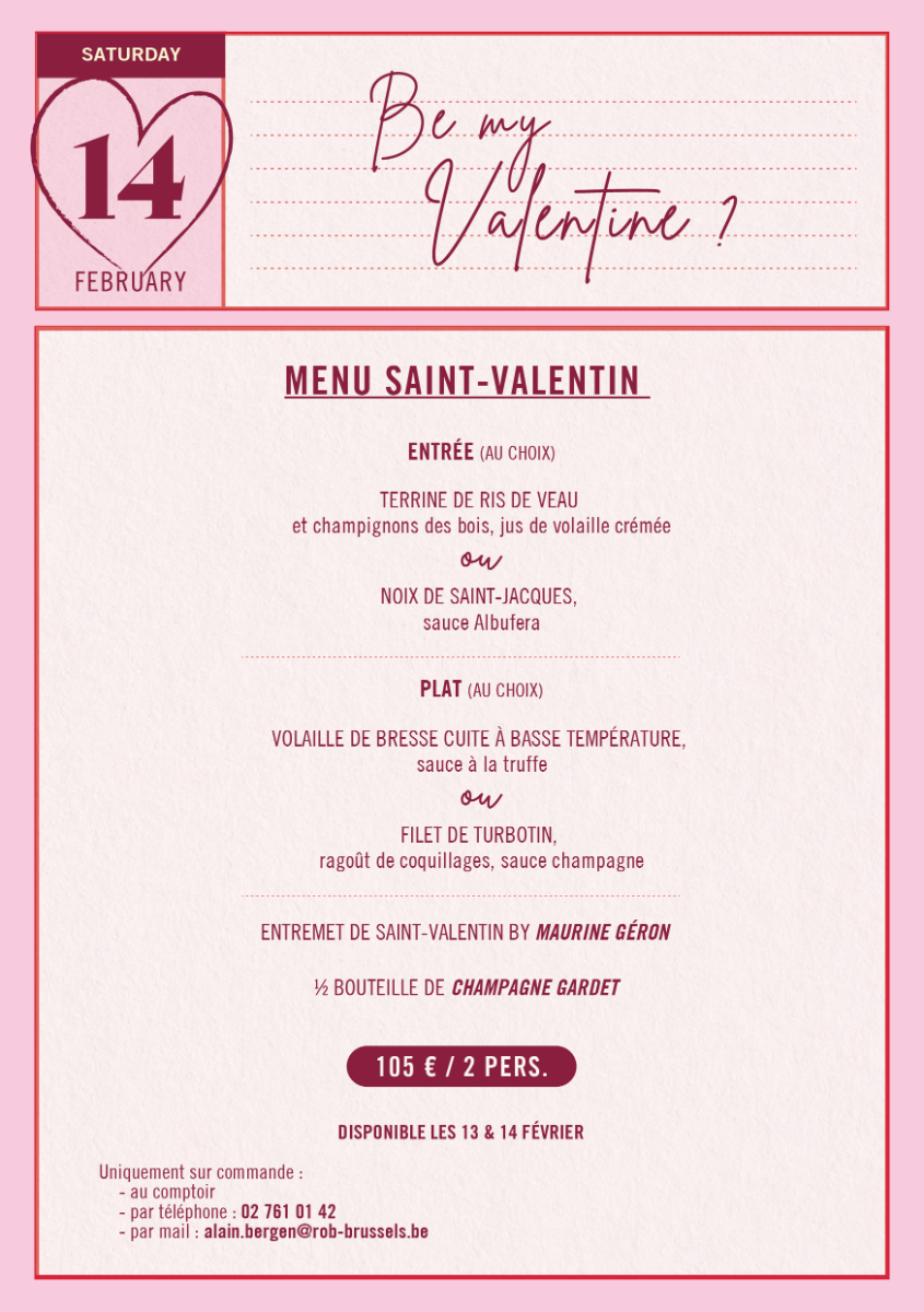 Menu Traiteur St-Valentin 2026
