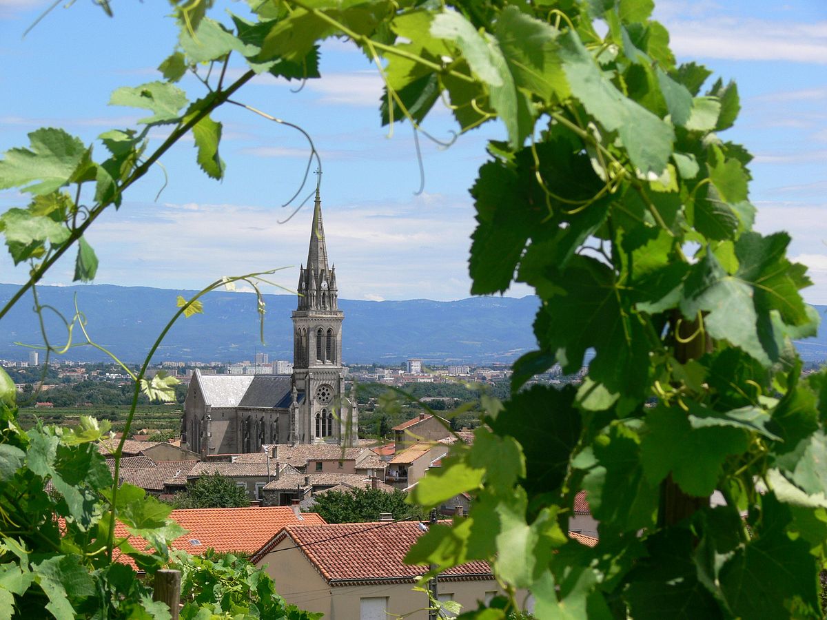 Paysage avc une église et de la verudre